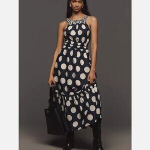 Anthropologie The Somerset Maxi Dress Poplin Halter Tiered Cotton S NWT Dots
